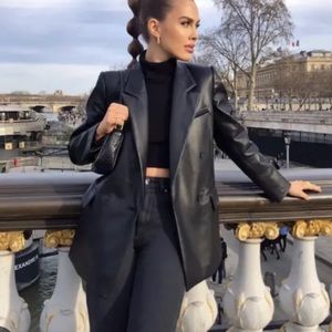 Zara Faux Leather Blazer